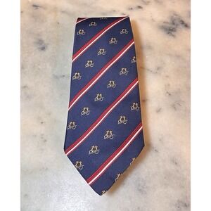 Vintage Sir Winston Knot Nautical Motif Blue Red Striped Tie Made In USA